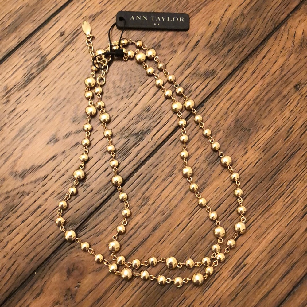 Long Gold Bead Ann Taylor Factory Necklace